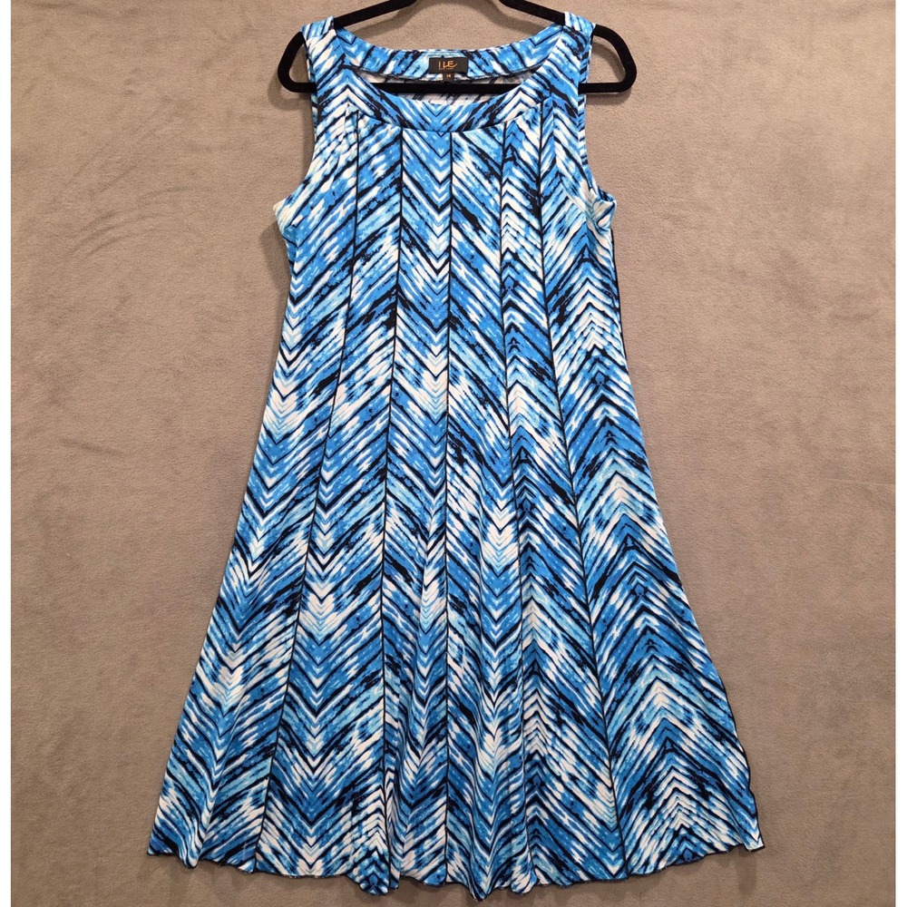 ILE New York Chevron Fit and Flare Dress Women's Size 14 Stretch Casual Office